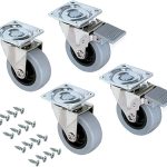 EMUCA - Lote de 4 Ruedas pivotantes para Mueble Ø50mm con Placa de Montaje y rodamiento de Bolas, Ruedas de Goma para Muebles Color Gris