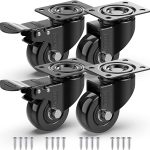 GBL - 4 Ruedas para Muebles + Tornillos 200KG | 50mm Ruedas Giratorias, Rueda Pivotantes, Ruedas Con Freno Industrial Con Placa de Montaje