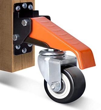 Ronlap Juego de ruedas de banco de trabajo de capacidad de 300 KG, ruedas retráctiles de 6,3 cm de alta resistencia, paquete de 4, ruedas ajustables de mesa de montaje lateral